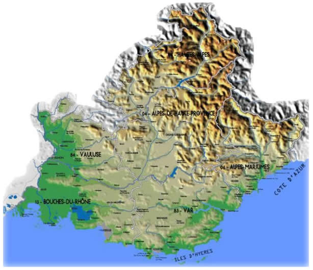 Cartina Provenza Alte Alpi Costa Azzurra